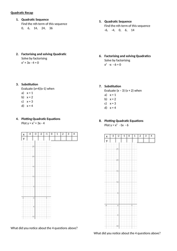 Making Connections with Quadratics