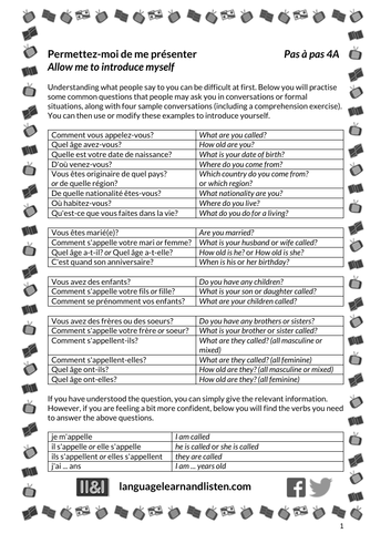 French - Introductions - Permettez-moi de me présenter