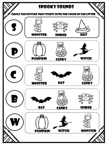 phonics halloween worksheets