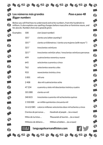 Spanish - Numbers - Los números más grandes