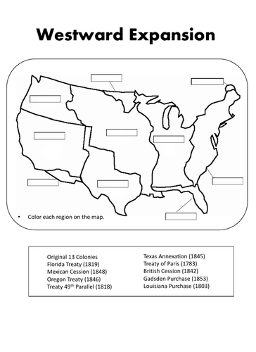 Westward Expansion Map Worksheet Pdf Westward Expansion Map Activities | Teaching Resources