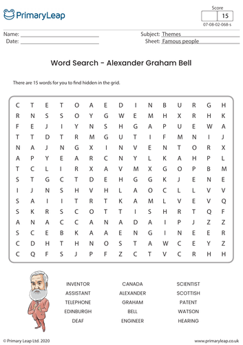 Word Search Activity - Alexander Graham Bell
