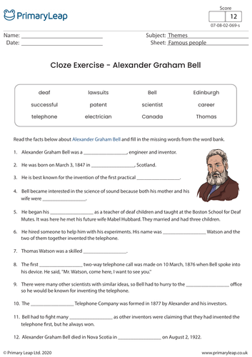 Cloze Activity - Alexander Graham Bell