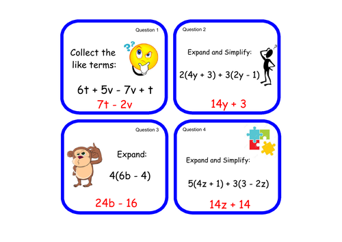 Expanding Brackets and Collecting Like Terms Activity