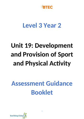 BTEC Unit 19 - Development and Provision in Sport (Assessment Booklet)