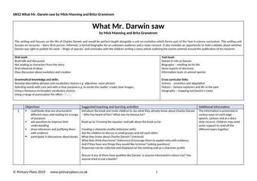 Y6 Recounts writing unit based on 'What Mr. Darwin Saw'