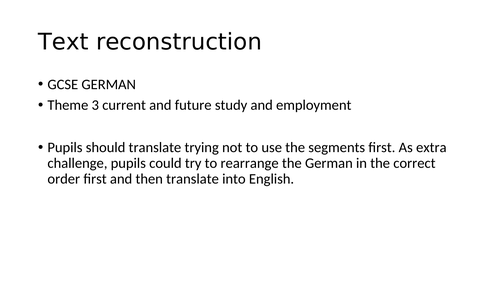 GCSE German Theme 3 Text Reconstruction