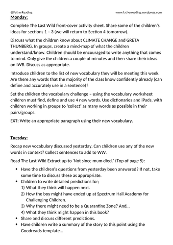 Climate-themed KS2 Whole-Class Reading Sequence - Greta Thunberg and The Last Wild