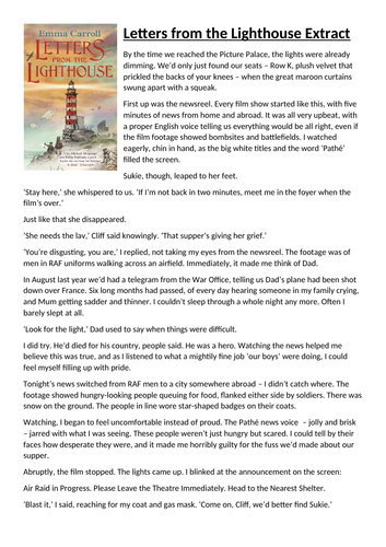 WW2-themed KS2 Whole-Class Reading Sequence - Letters from the Lighthouse and Poetry and