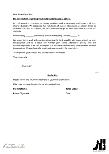 sample attendance concern letter