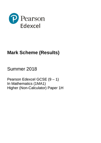 Edexcel Gcse Maths Higher Tier Paper 1 1ma1 1h Teaching Resources