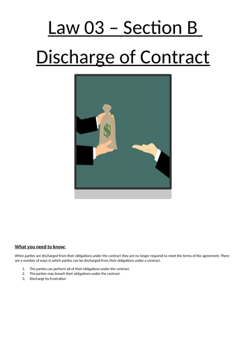 Discharge of Contract - full booklet for unit of work