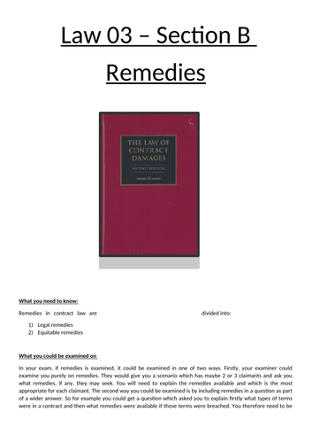 Remedies for Contract Law - full booklet