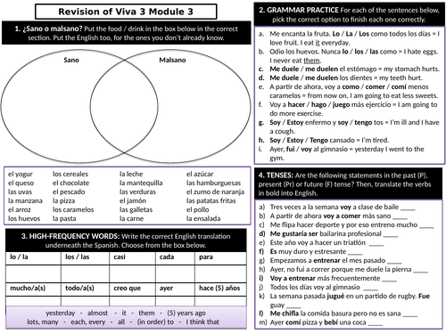 Viva 3 Module 3 Revision Worksheet