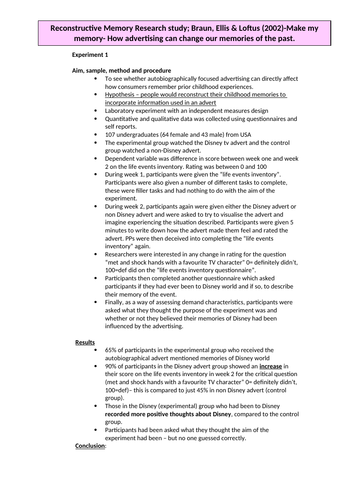 OCR Psychology 9-1 memory catch up or revision lessons