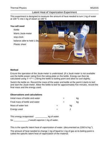 latent heat of vaporization experiment conclusion