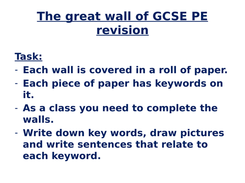 Great wall of PE revision game