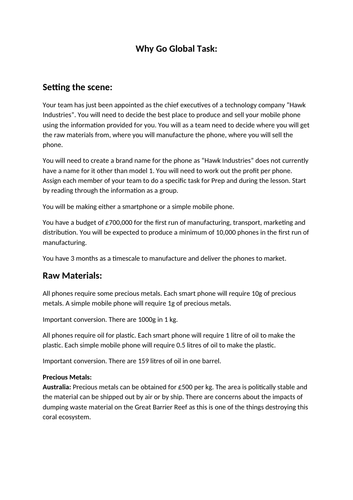 Going Global Task - Mobile Phones