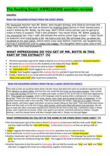 EDUQAS PAPER 1 READING EXAM 'IMPRESSIONS' REVISION PACK (GCSE English Language)