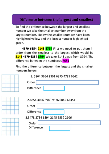 Finding the difference between the largest and smallest number