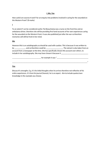 Exam practice/feedback: I, We, You medicine on the Western Front exam help