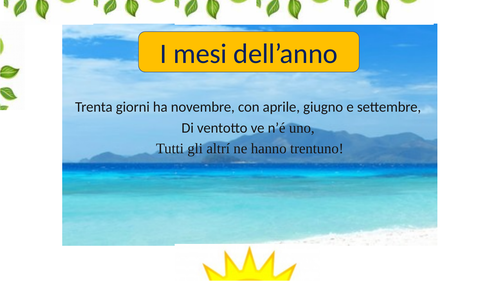Italian for beginners PPT 2 Birthdays Months I Mesi + Basic Numbers
