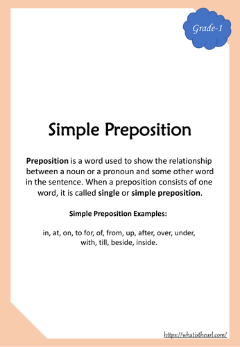 Simple Preposition Worksheets for Grade 1 | Teaching Resources