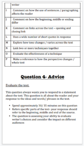 AQA English Language Paper 1 Section A - Revision guide | Teaching ...