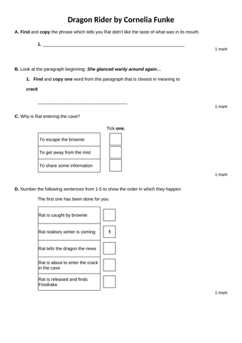 SATS style reading questions