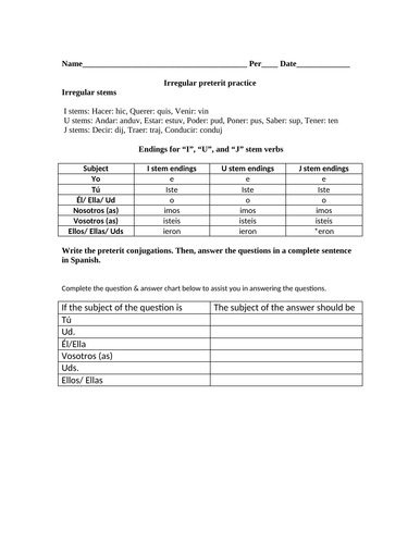 Irregular preterit practice
