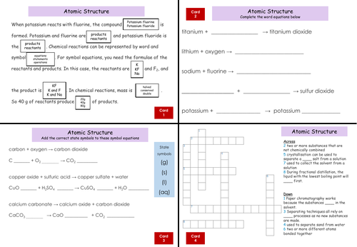 year 9 science revision cards with answers teaching resources