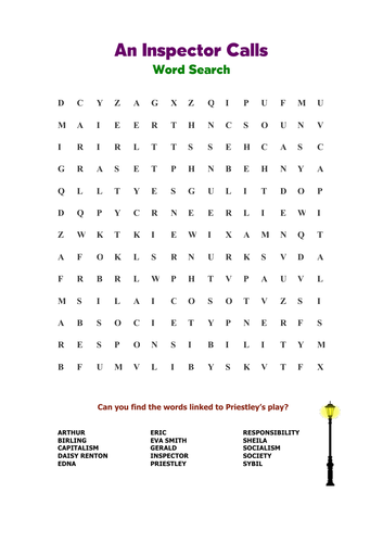 An Inspector Calls: Word Search