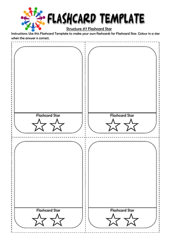 Kagan Structures #7 Flashcard Star: Flashcard Template