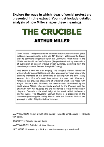 The Crucible (Protest Extract: AQA KS5)