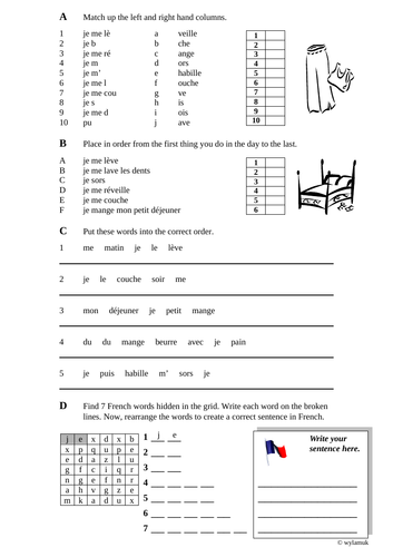 daily routines worksheet