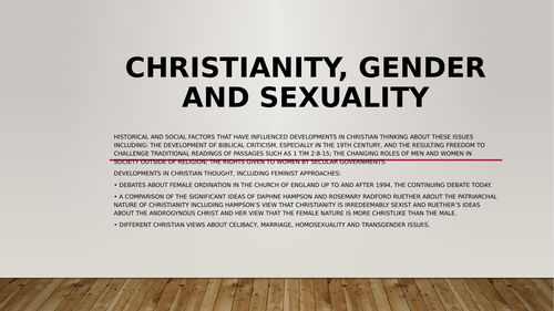 AQA Christianity, Gender and Sexuality