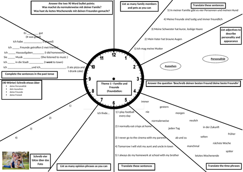 GCSE German Revision Clock -  Family and Relationships