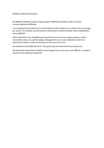 BIDMAS Workbook