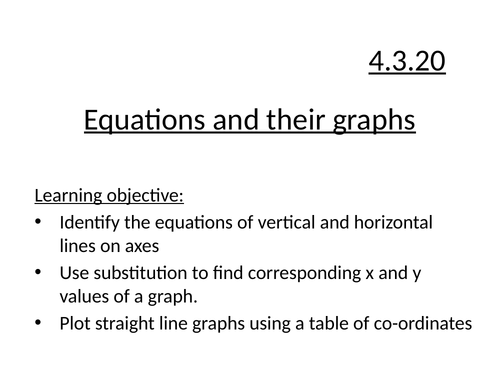 Using substitution to plot linear graphs