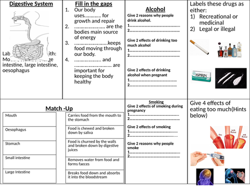 KS3 Health and Lifestyle Revision