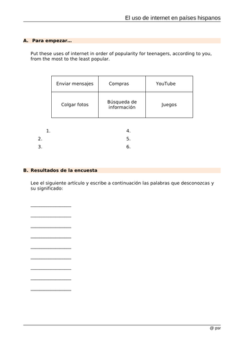 AQA Paper 1 - Ciberespacio reading comprehension and summary question practice