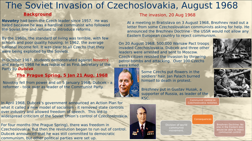 Soviet Invasion Czechoslovakia and cold war revision resources Berlin Wall
