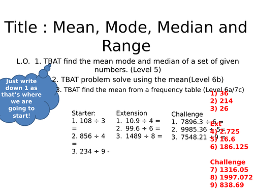 Averages and Range - GCSE Foundation Revision | Teaching Resources