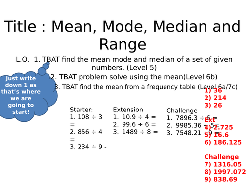 Averages and Range - GCSE Foundation Revision l