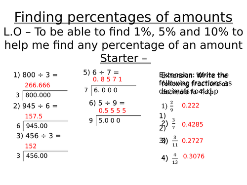 How to find a deals percentage of an amount