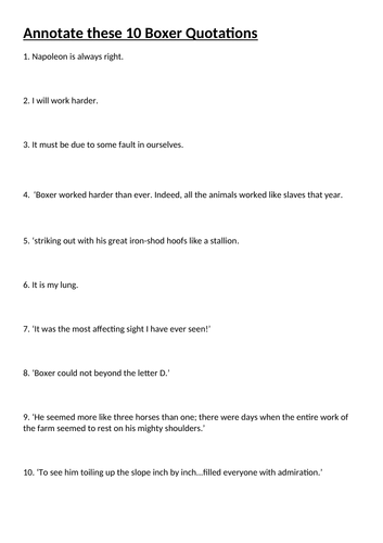 Boxer Quotes Animal Farm Boxer Animal Farm | Teaching Resources