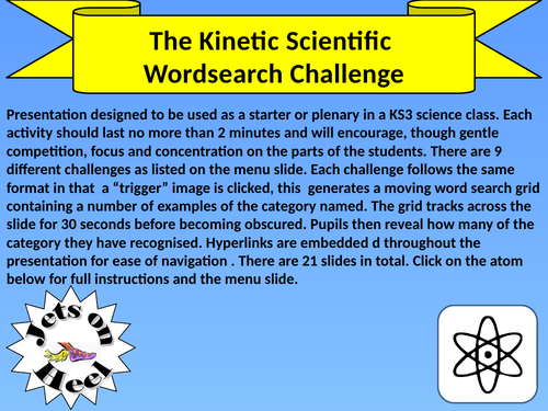 The Kinetic Science Word search Challenge