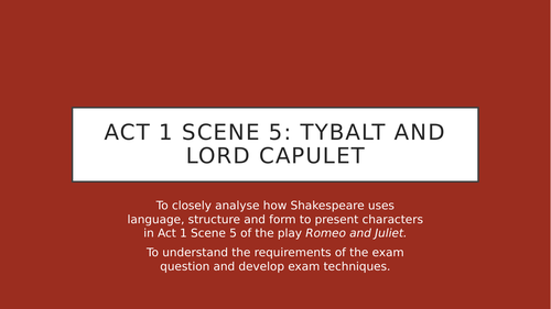 Romeo And Juliet Act 1 Sc 5 Tybalt And Lord C Teaching Resources 