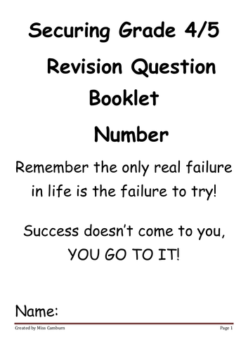 GCSE Number Revision 4-5 questions