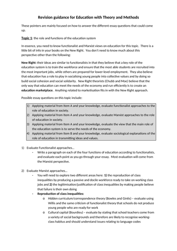 Revision guidance for AQA Sociology A level Paper 1: Education with Theory and Methods